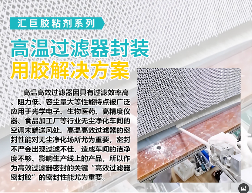 匯巨高溫高效過濾器膠粘劑在不同工作環境的應用